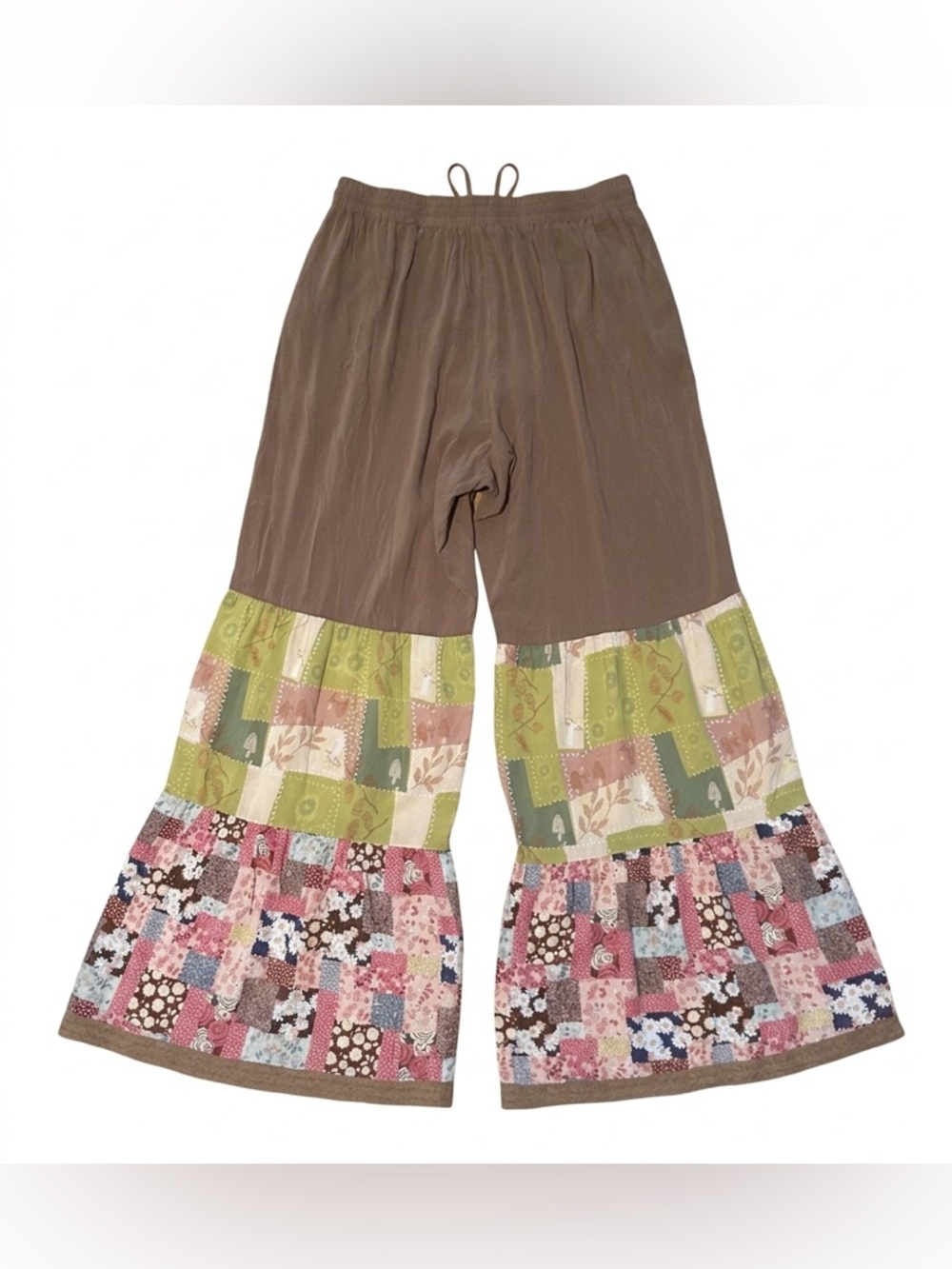 Easel Boho Patchwork Palazzo Wide Leg Pants Size Small Brown Multi NWT - Picture 3 of 11